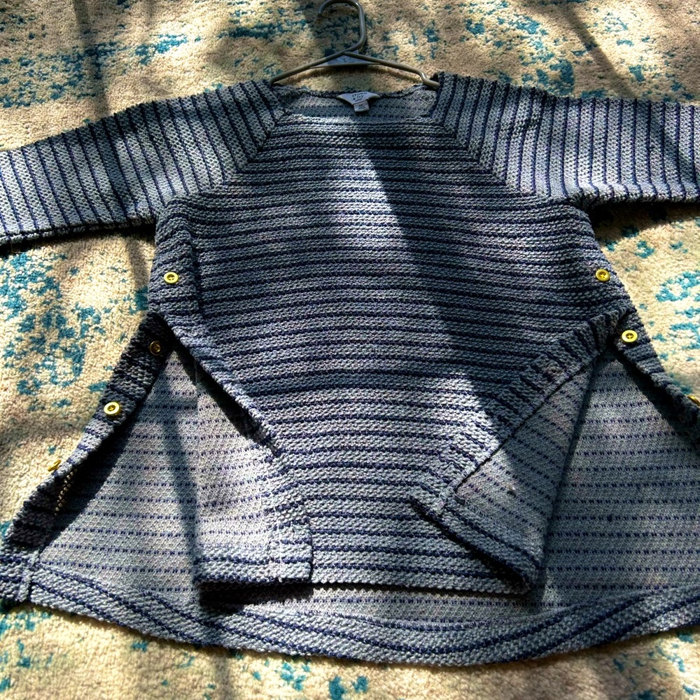 Crown and Ivy, petite small, dark grey and navy blue stripes